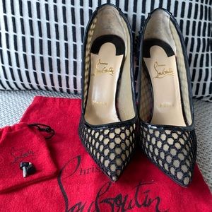 Christian Louboutin Mesh Pumps 37 Black Spike Studs